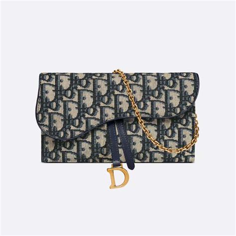 dior long saddle wallet with chain